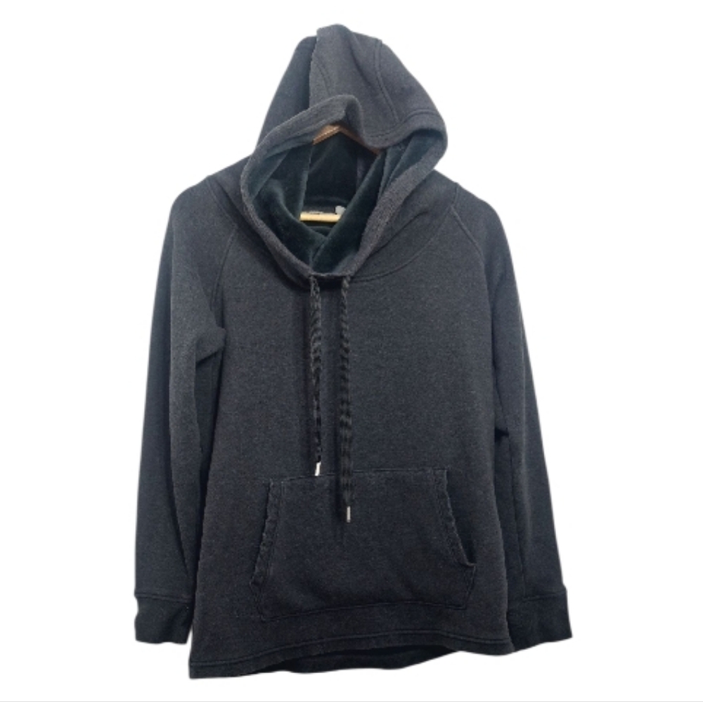 Athleta Women's Size Medium Hoodie Pullover Gray Fleece Lined Hooded